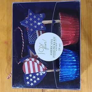 Red,White, and Blue 24 Cupcake Liners and   Toppers